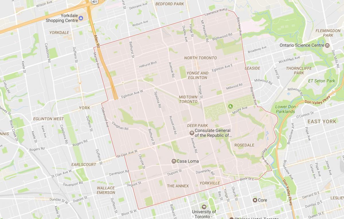Карта окрестностей Мидтауне Торонто