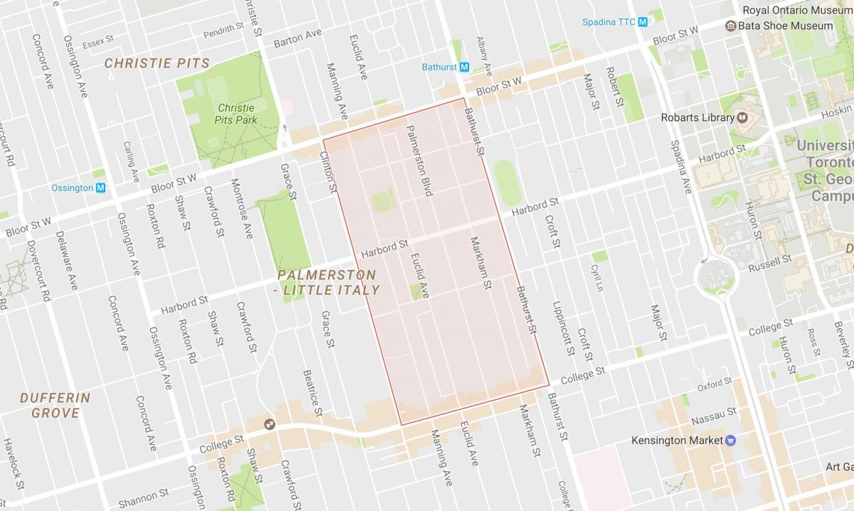 Карта Палмерстон районе Торонто