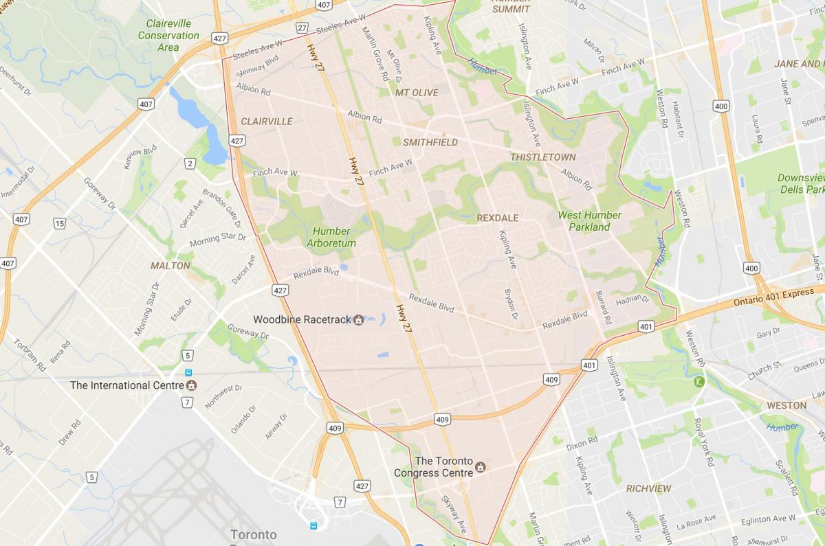Карта Рексдэйле районе Торонто