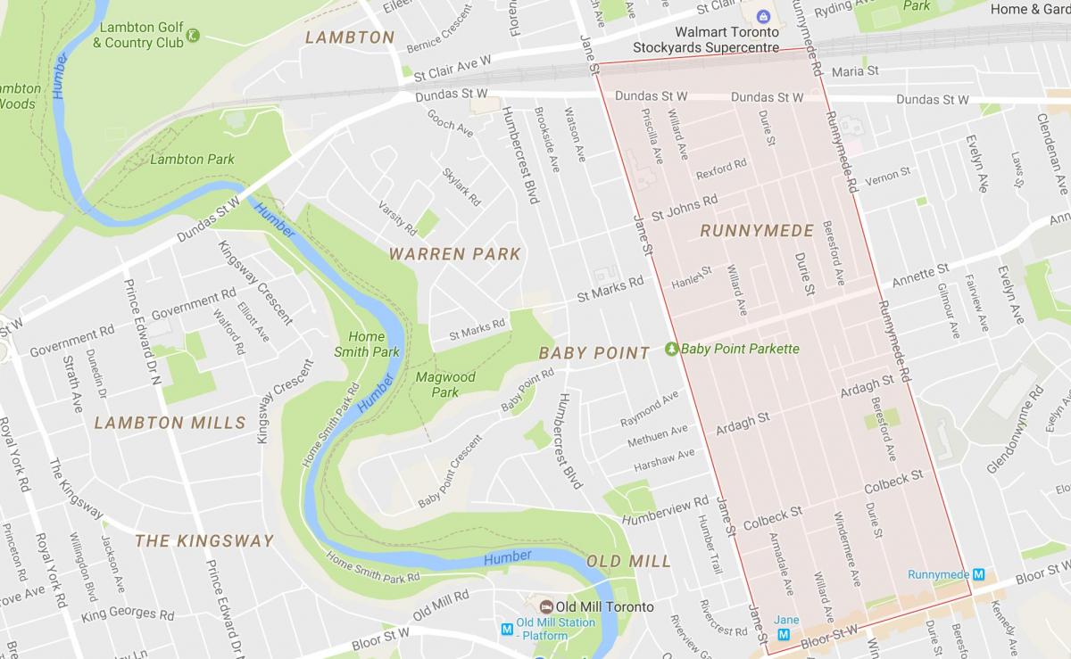 Карта Раннимид районе Торонто