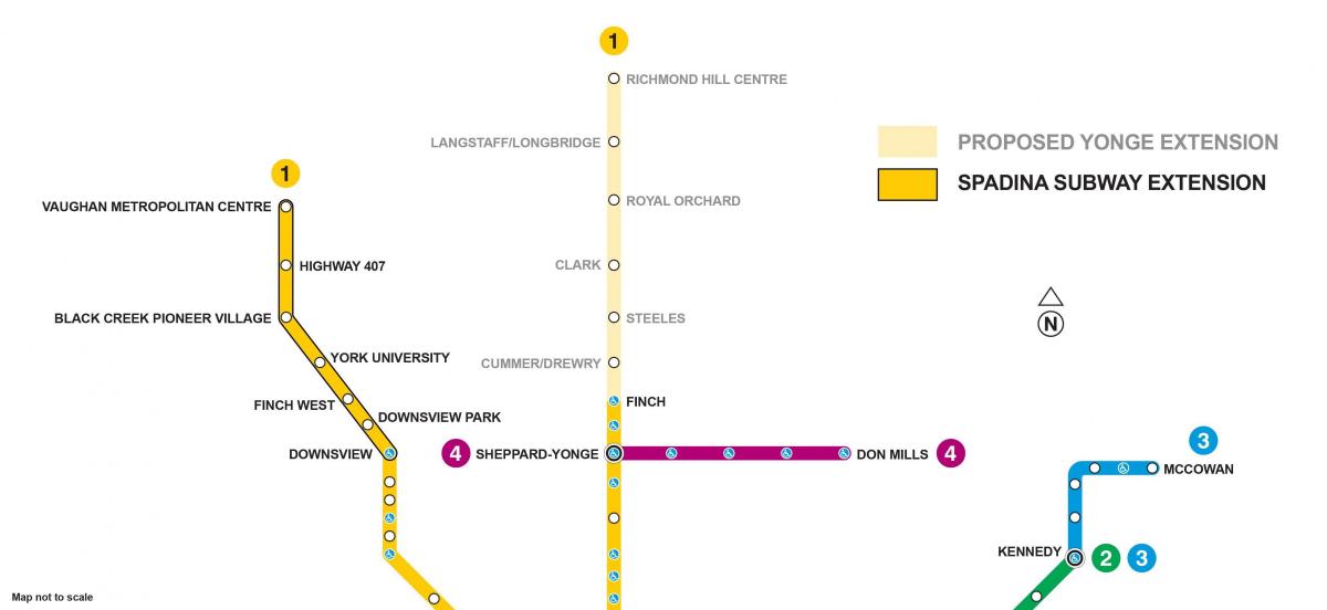 Карта Торонто расширение метро 