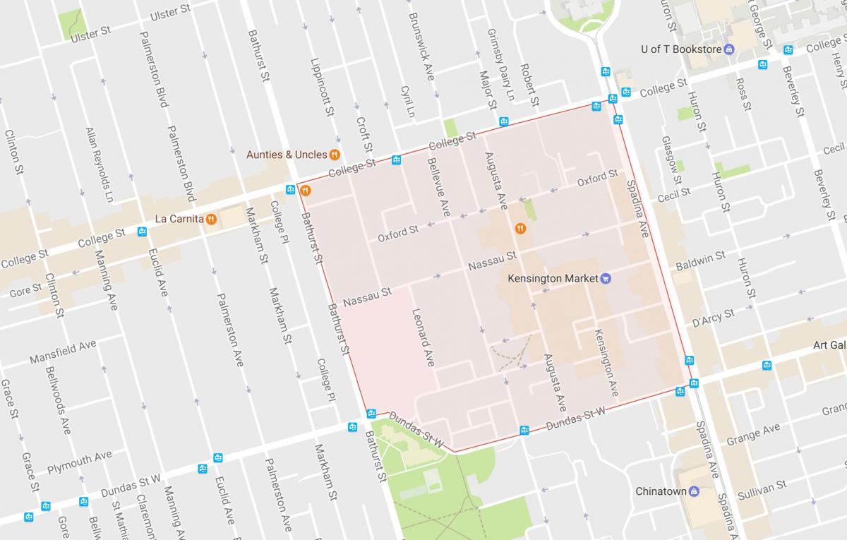 Карта Кенсингтонском рынке окрестностях Торонто