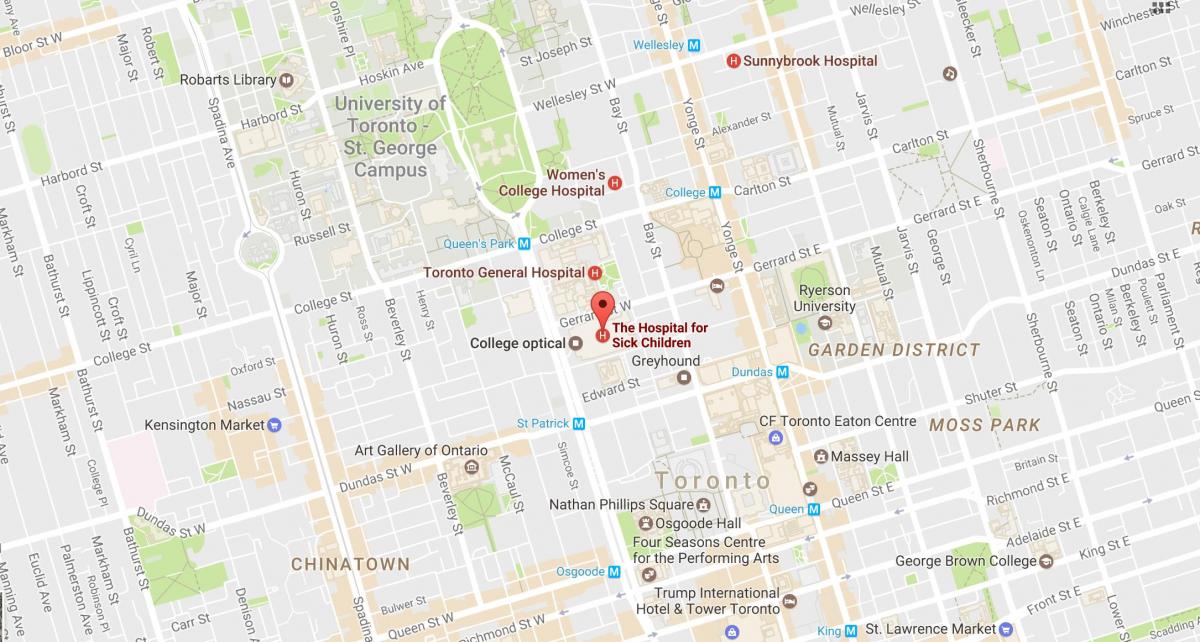 Карта сайт sickkids в Торонто