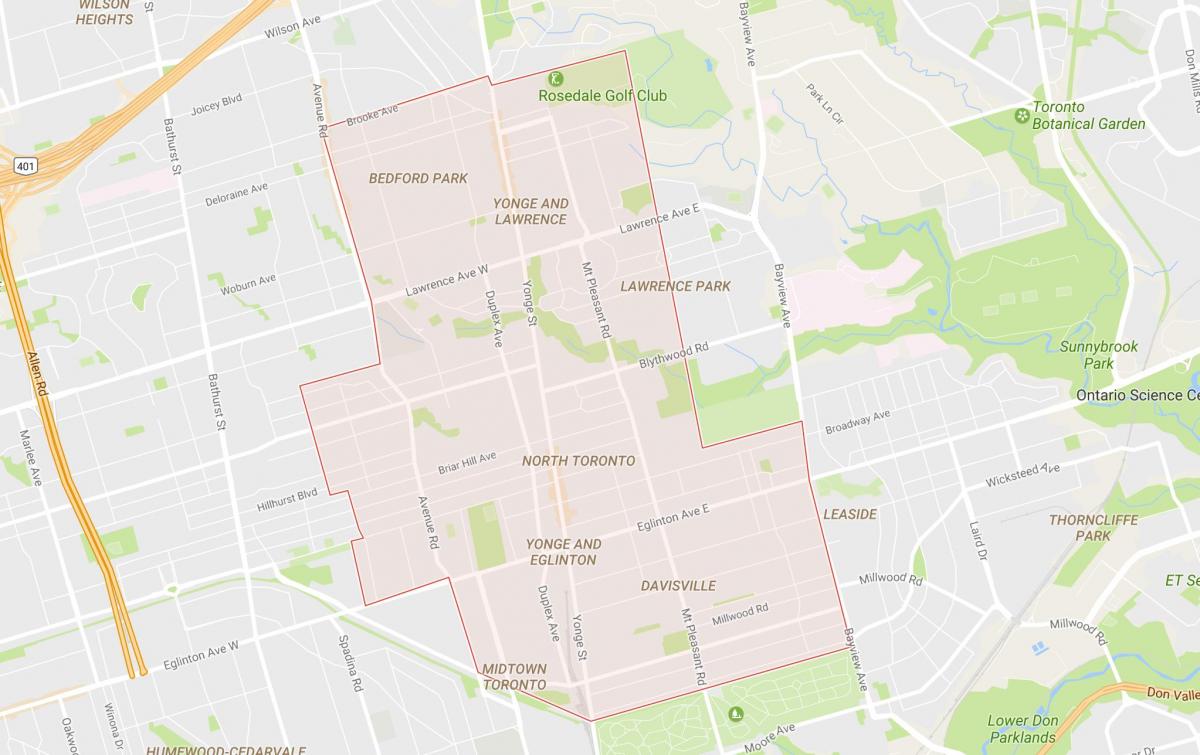 Карта Северного пригорода Торонто