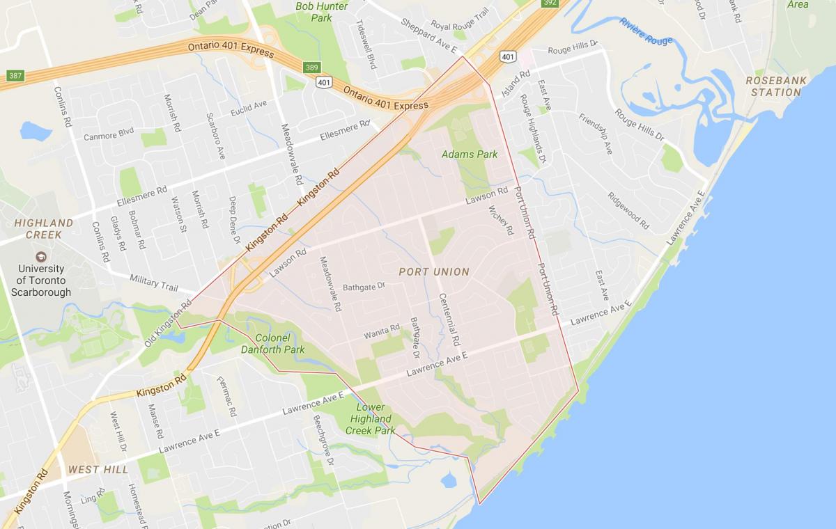 Карта порт Союзом районе Торонто