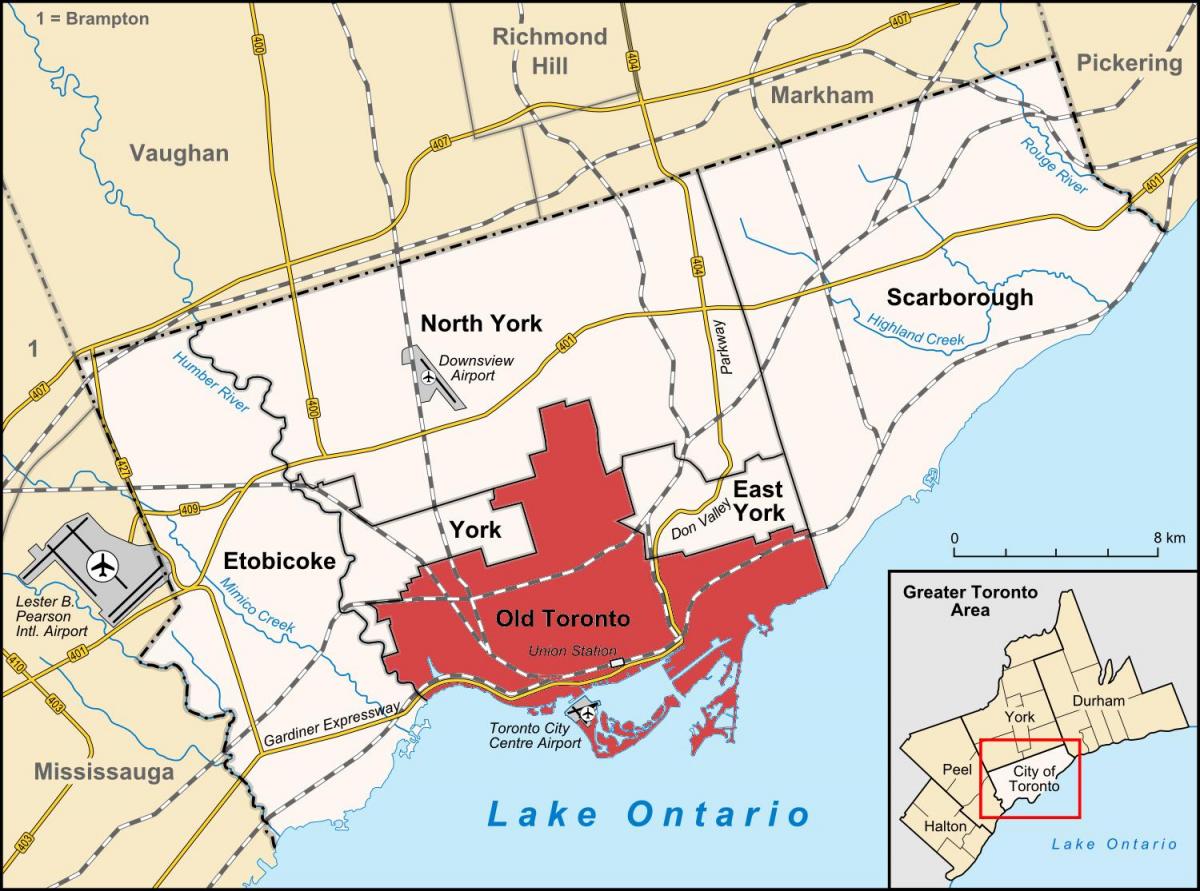 Карта старого Торонто