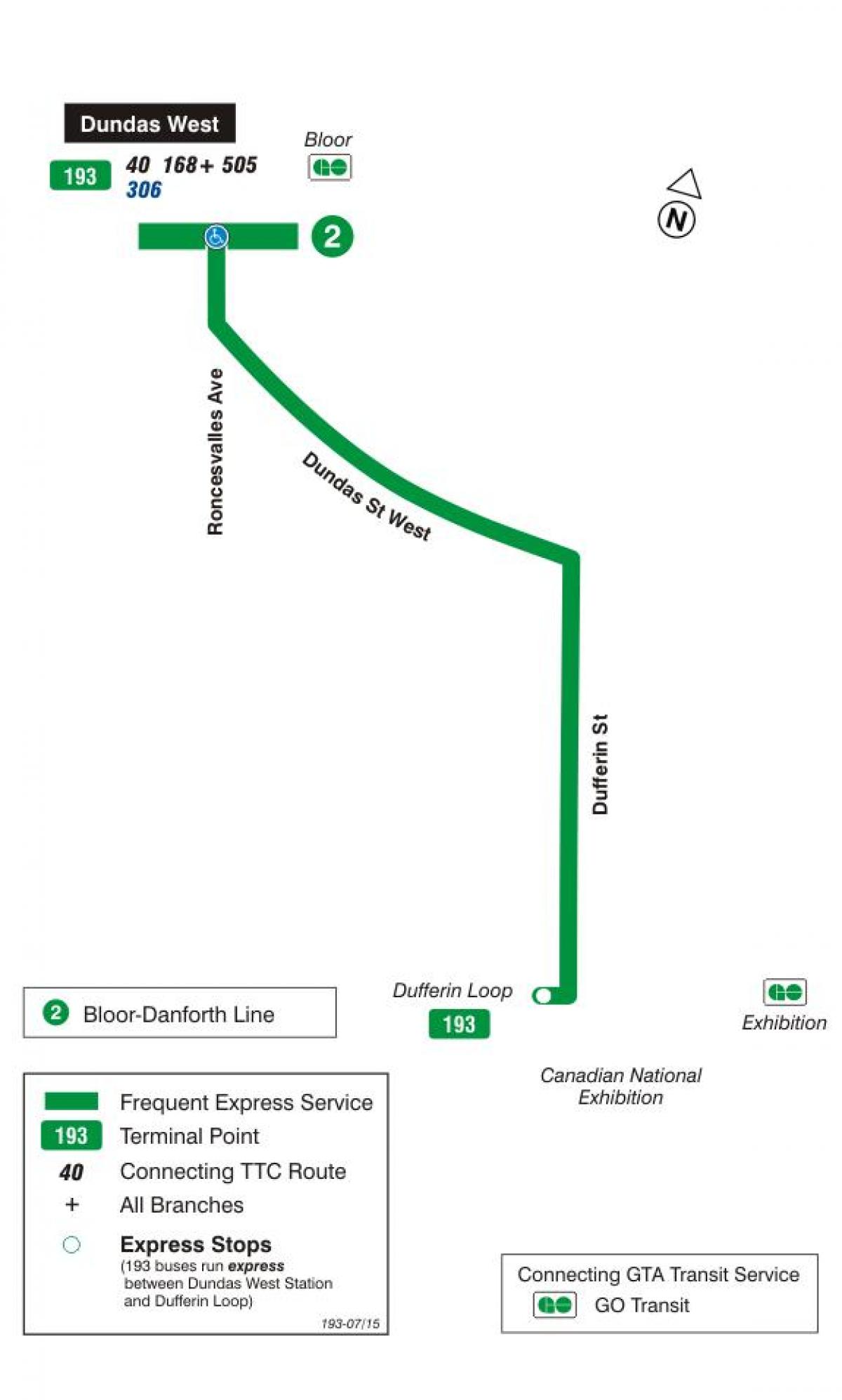 Карта ТТК 193 выставка ракеты автобусного маршрута Торонто