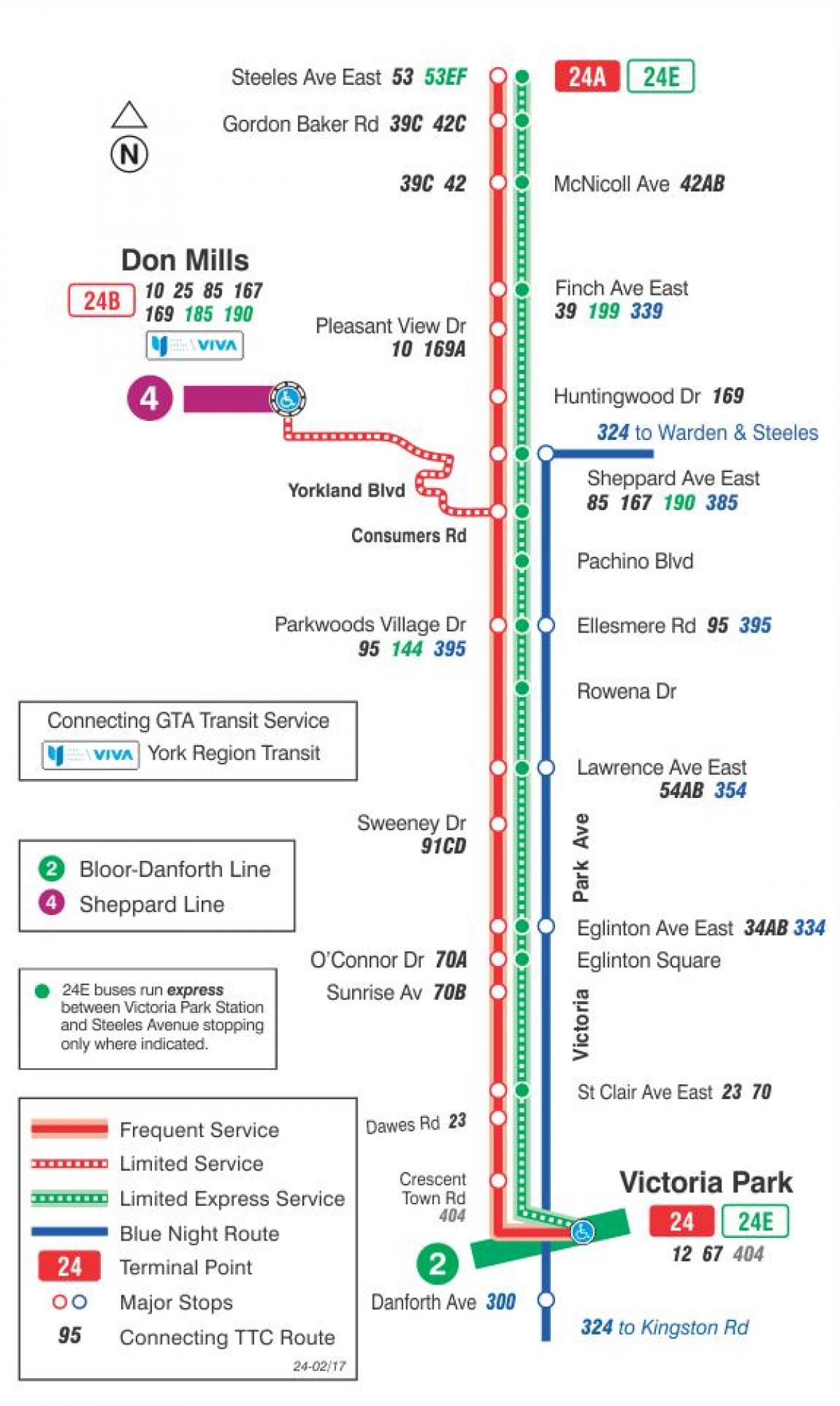 Карта ТТК 24 Виктория Парк автобусный маршрут Торонто