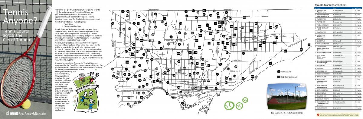 Карта теннисные корты Торонто