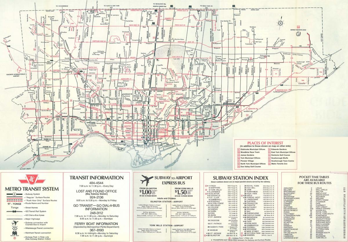 Карта Торонто 1976