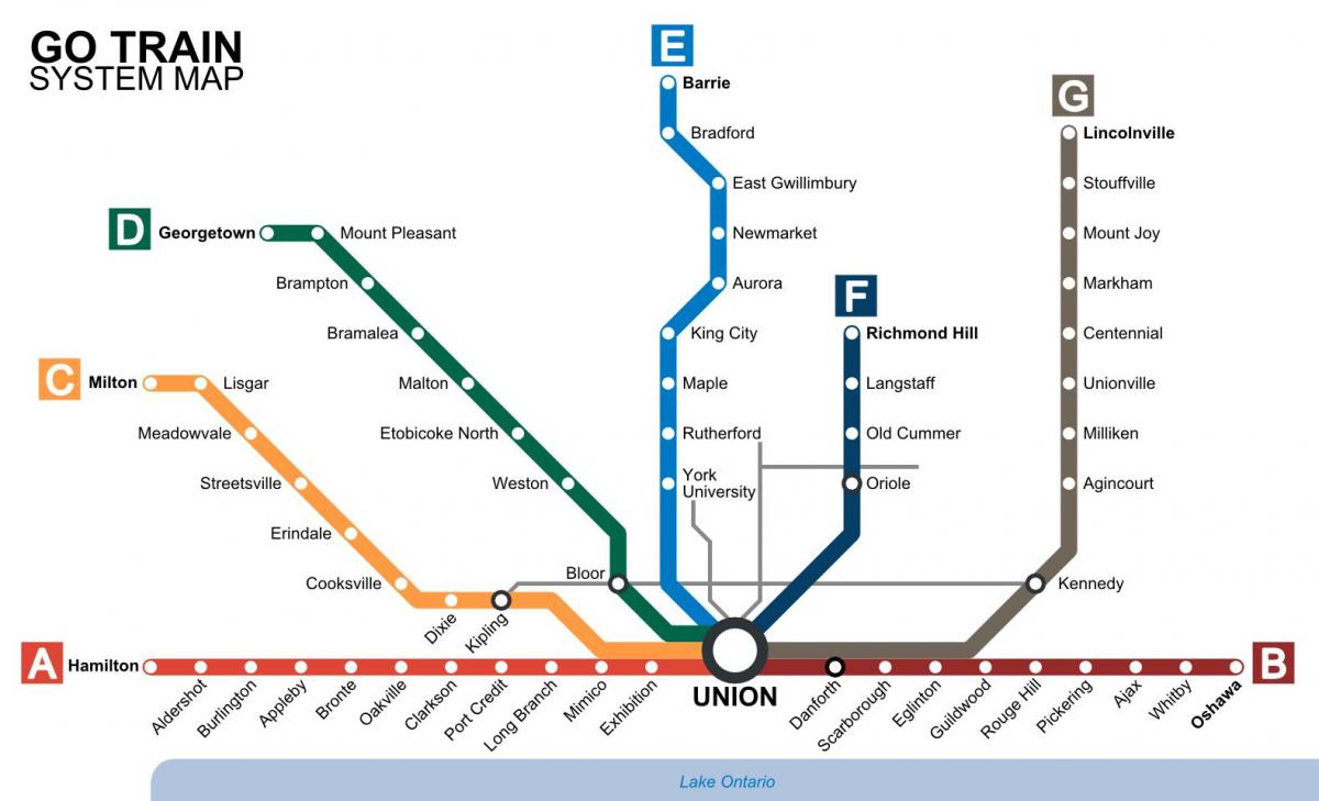 Карта Торонто поезда идут транзитом