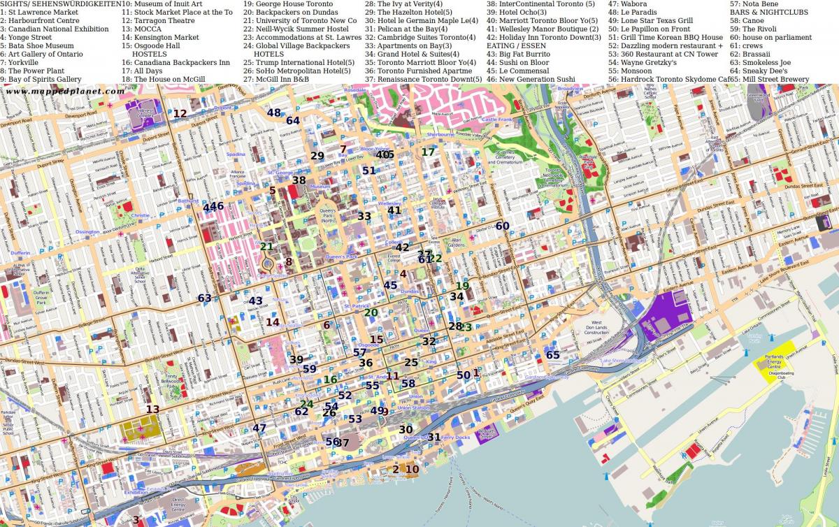 Карта достопримечательности Торонто
