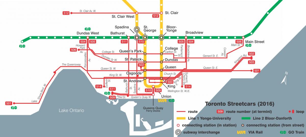Карта Торонто трамвай 