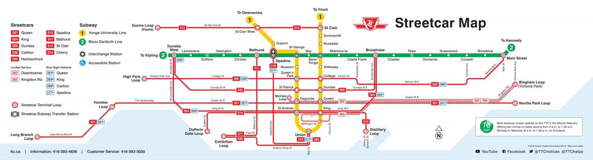 Карта Торонто трамвай