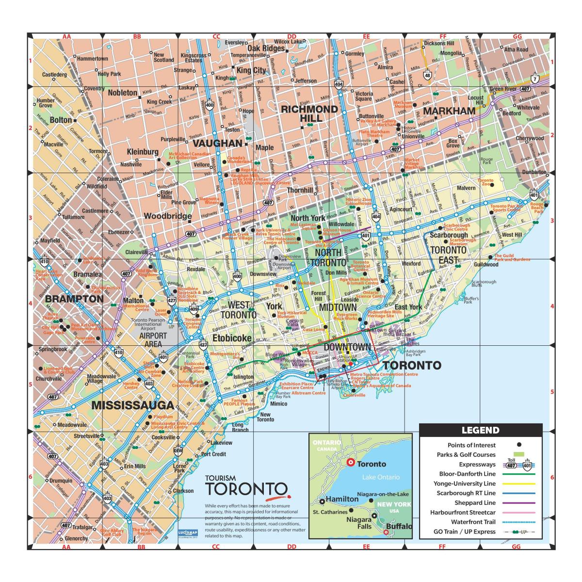 Туристическая карта Торонто