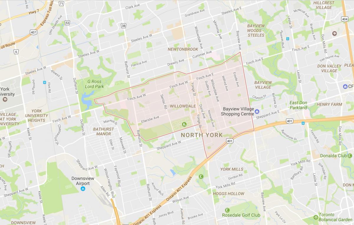 Карта Уиллоудейл районе Торонто