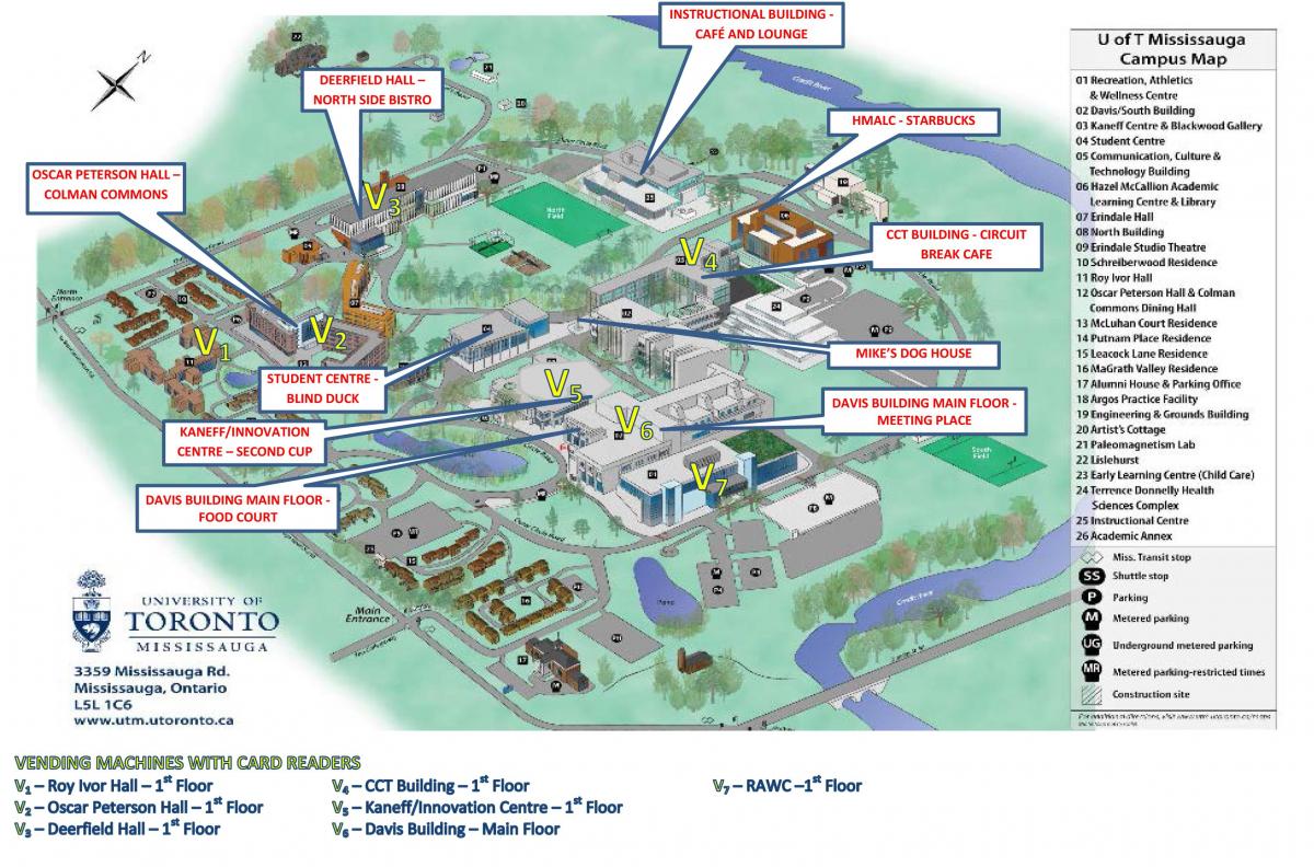 Карта университета Торонто Миссисауга кампус питания