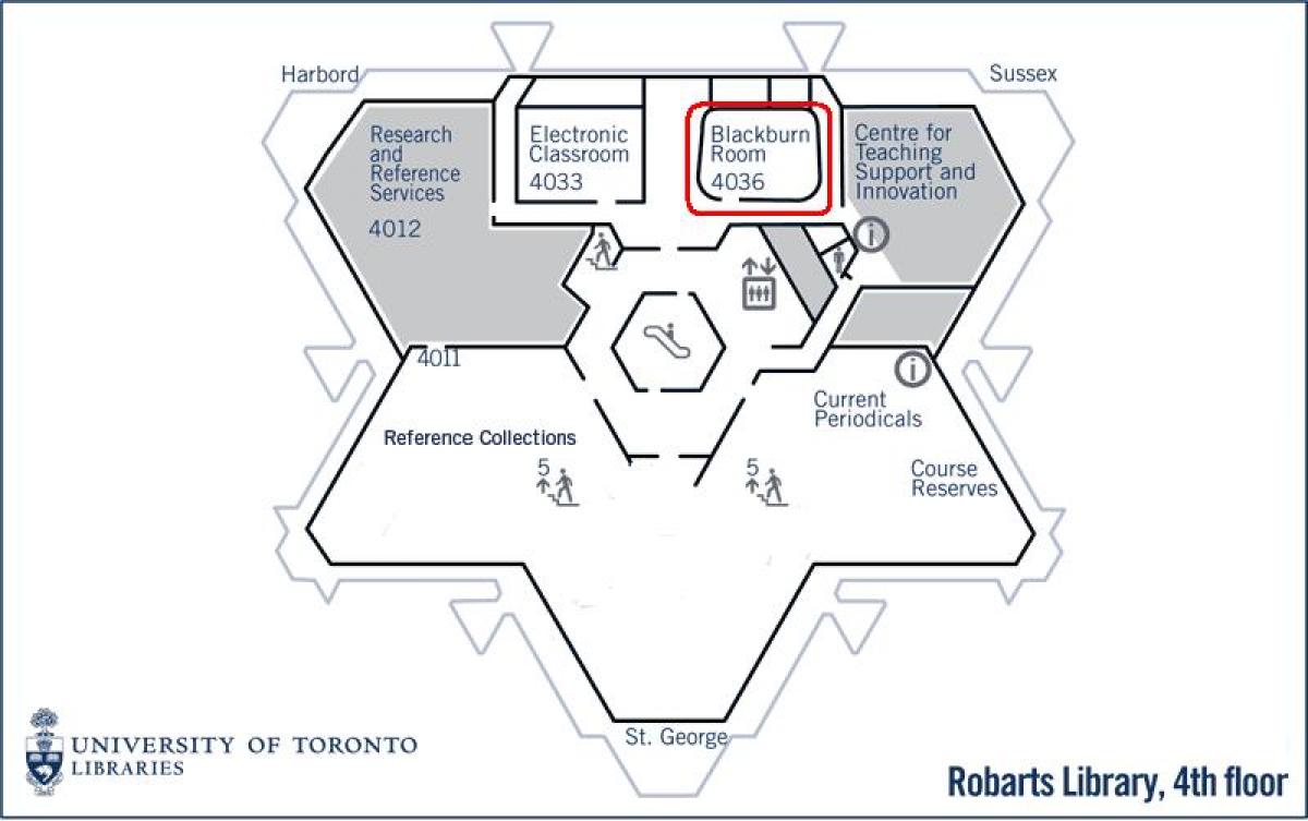 Карта университета Торонто Робартс библиотеке Блэкберн 