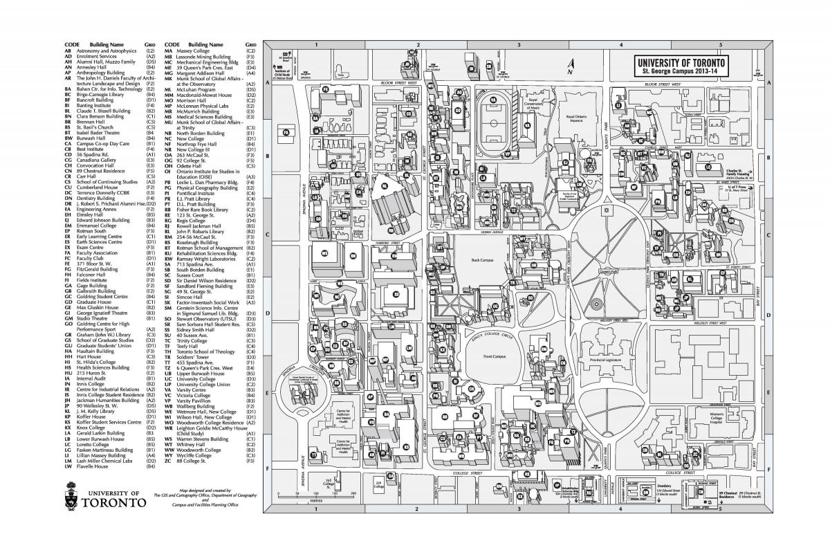 Карта университета Торонто в Сент-Джорджес кампус
