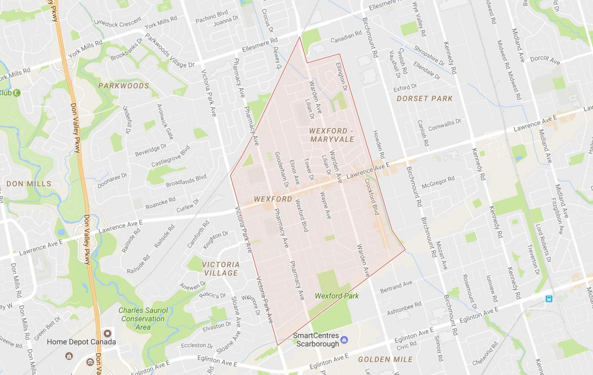 Карта Уэксфорд районе Торонто