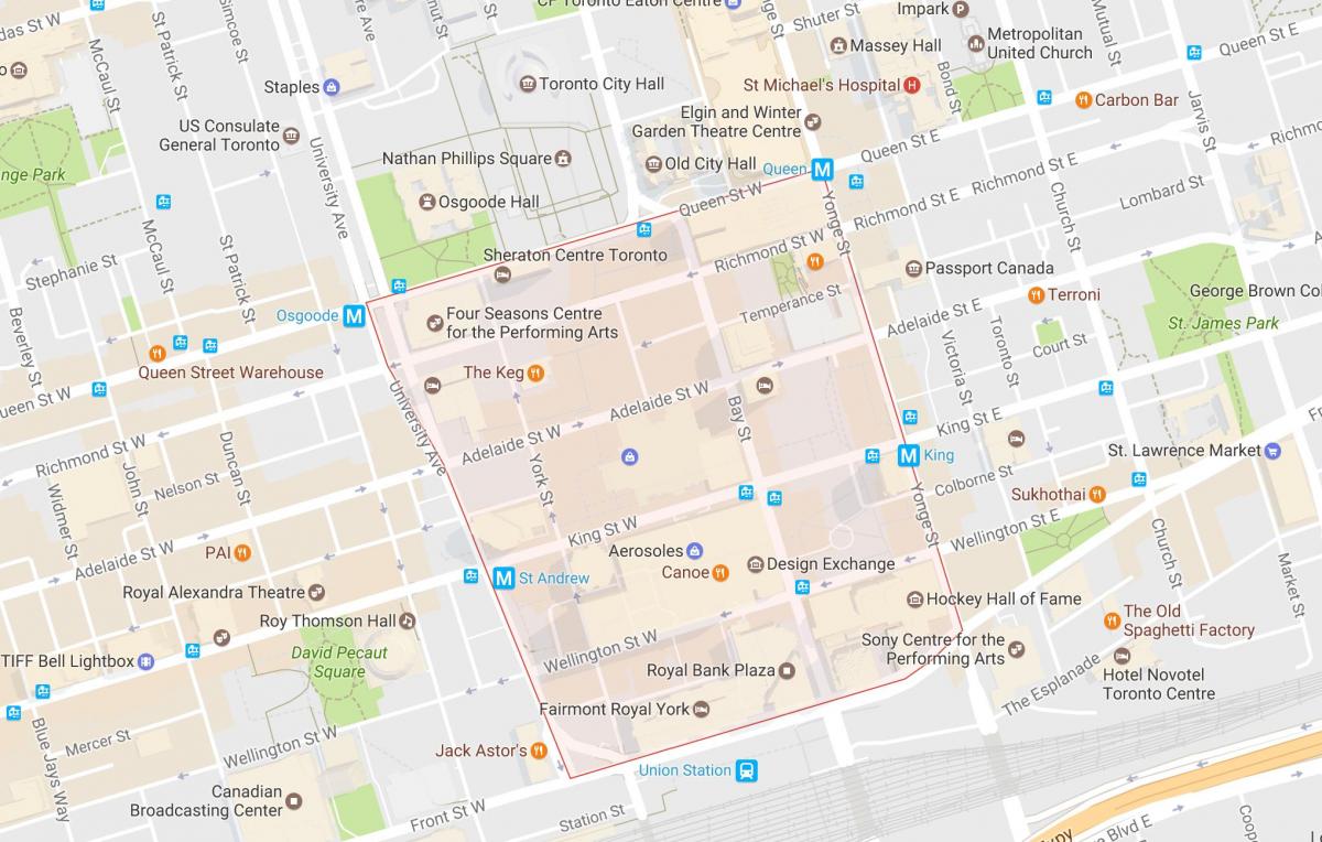 Карте финансового района районе Торонто