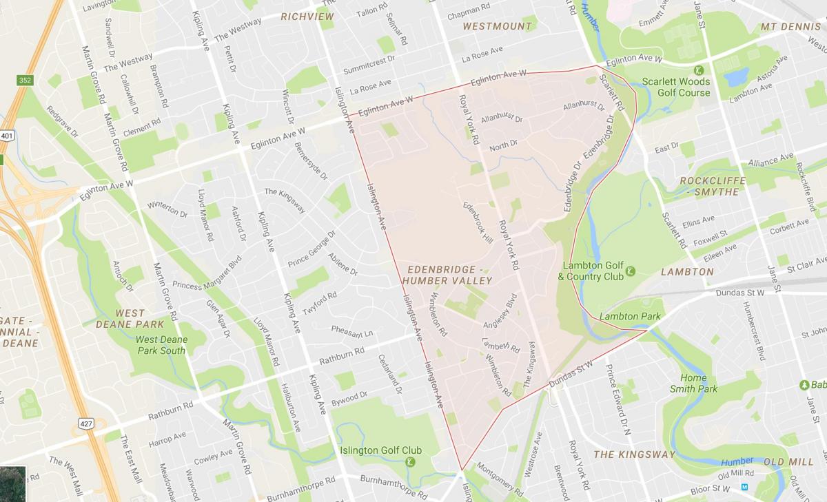Карта Хамбер-Вэлли-Виллидж районе Торонто