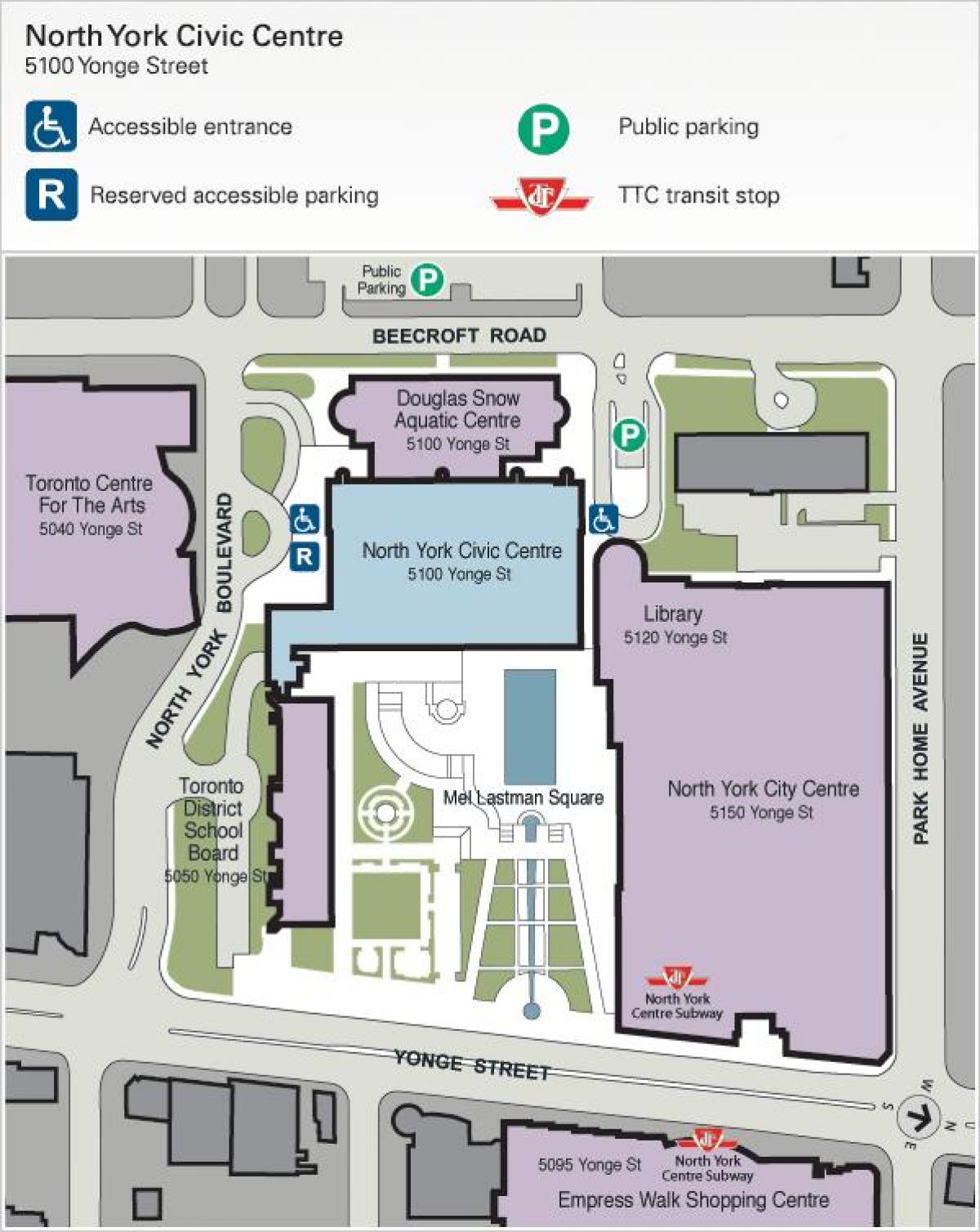 Карта Торонто Центр искусств парковка 