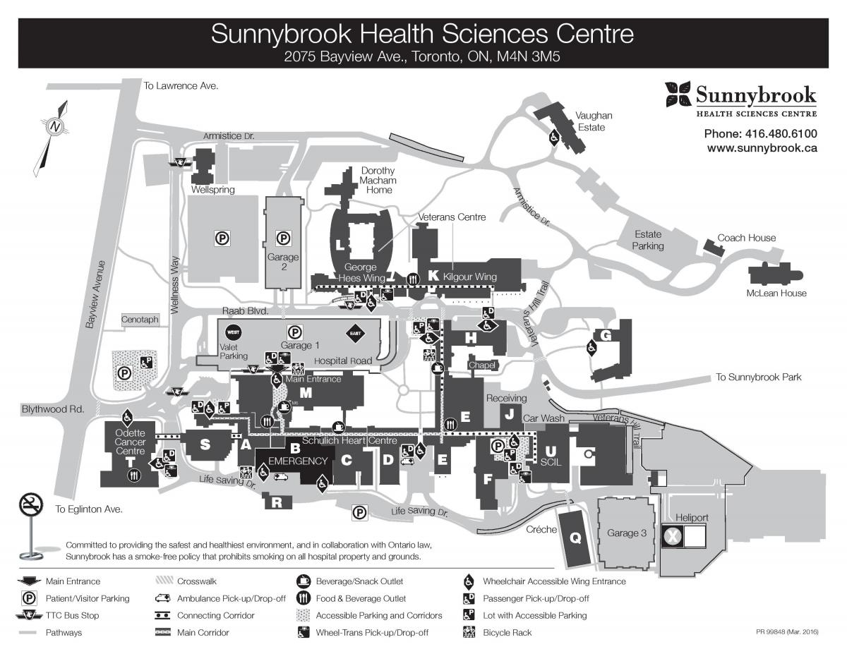 Карта центра наук о здоровье Саннибрук - сайт shsc