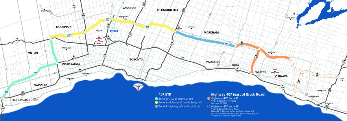 Карта Торонто шоссе 407