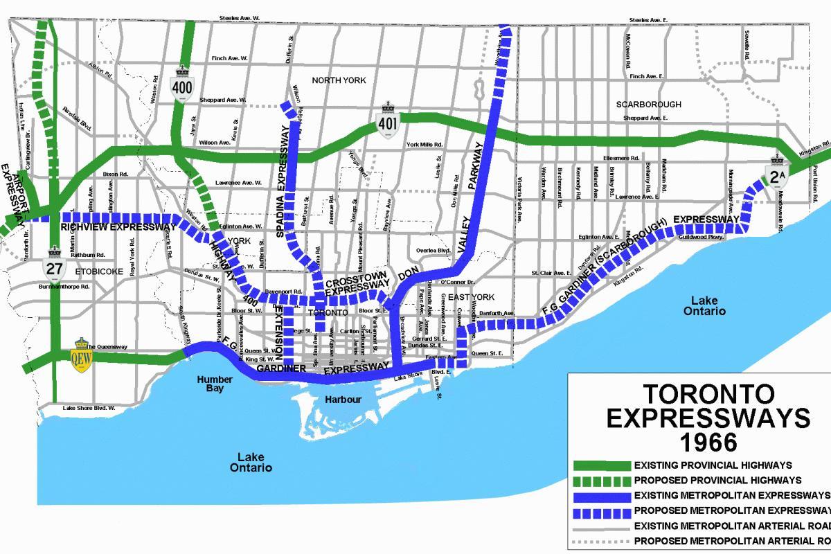 Карта Торонто шоссе