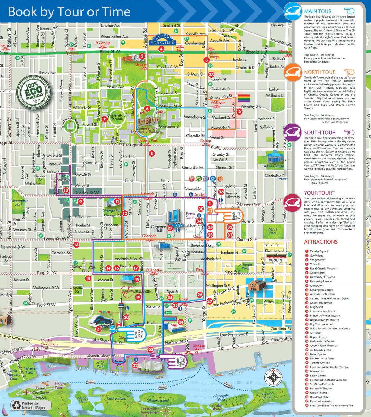 Карта Эко-такси экскурсии Торонто