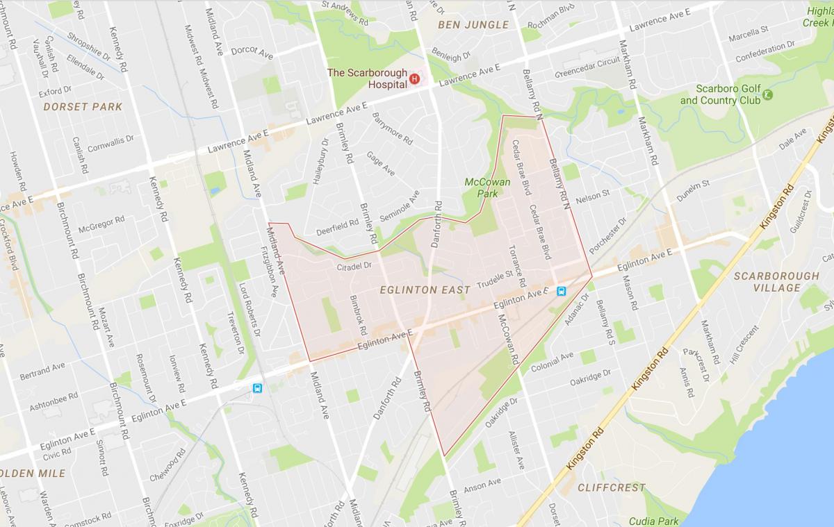 Карта Эглинтон Восточном районе Торонто
