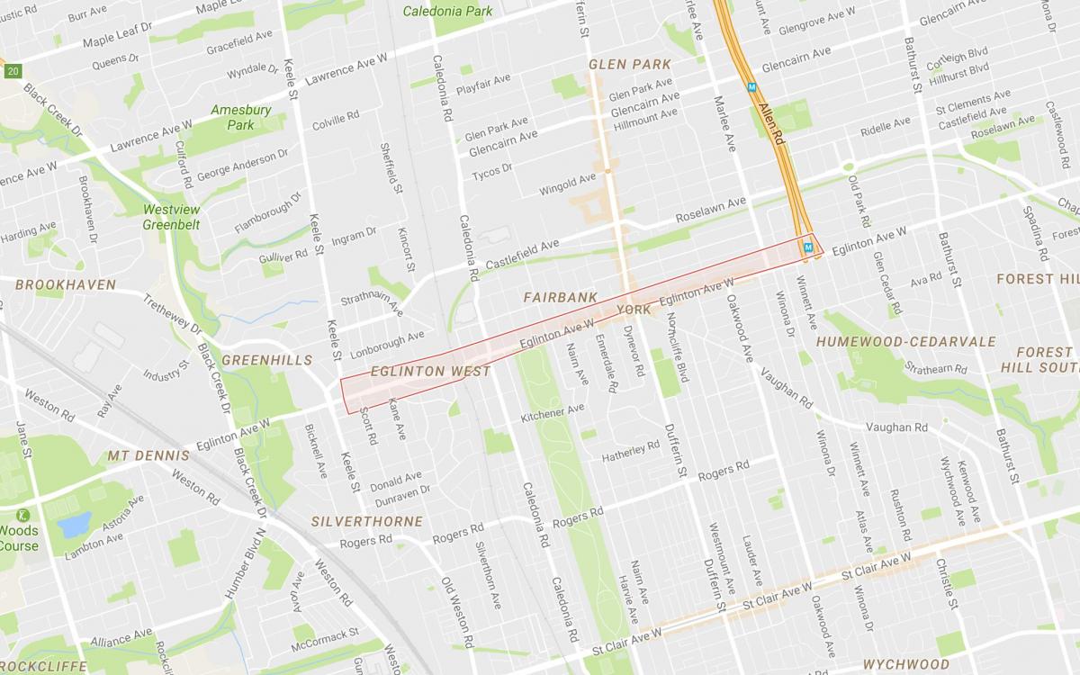Карта Эглинтон Уэст районе Торонто