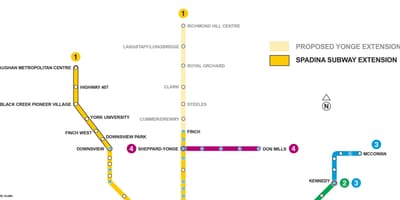 Карта Торонто расширение метро 