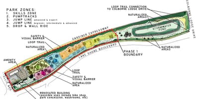 Карта Саннисайд велосипед парковой зоне Торонто