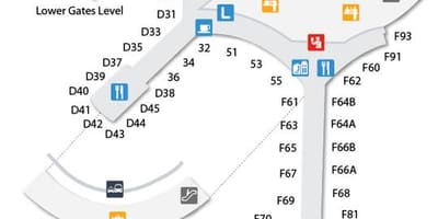 Карта Торонто Пирсон аэропорт прибытия и вылета, уровень 