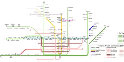 Карта Торонто идут поезда