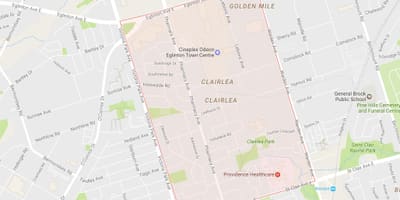 Карта Clairlea районе Торонто