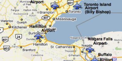 Карта аэропорты рядом с Торонто