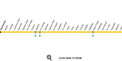 Карта Торонто линия метро 1 Янг-Университет