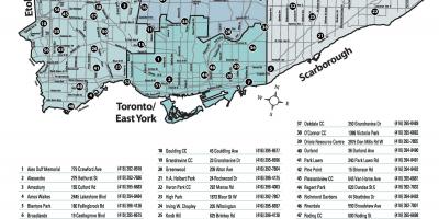 Карта открытых плавательных бассейна Торонто