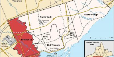 Карта района Торонто Этобико
