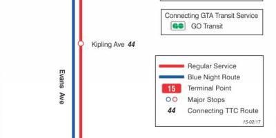 Карта ТТС 15 Эванс автобусного маршрута Торонто
