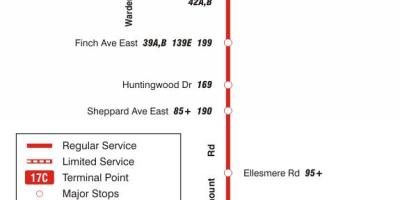 Карта ТТС 17 Birchmount автобусного маршрута Торонто