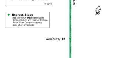 Карта ТТК 188 Киплинг ракеты Южного автобусного маршрута Торонто