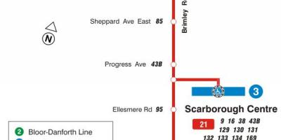 Карта ТТК 21 Бримли автобусного маршрута Торонто