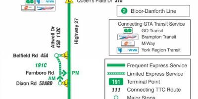 Карта ТТК шоссе 191 ракета 27 автобусный маршрут Торонто